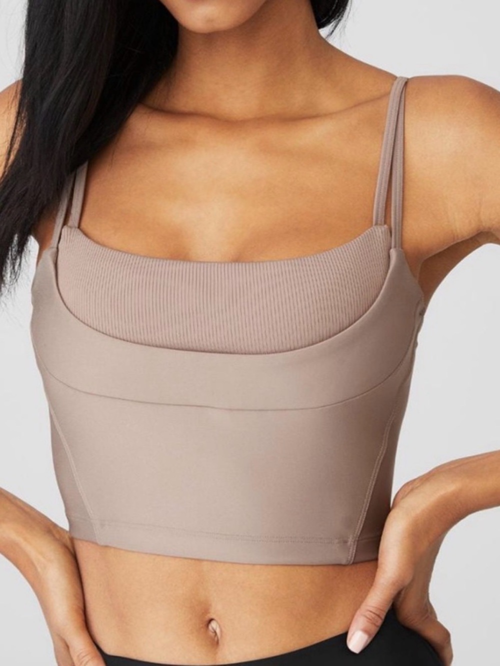 ALO Yoga Size Medium Airlift Street Goddess Bra Tank Taupe
